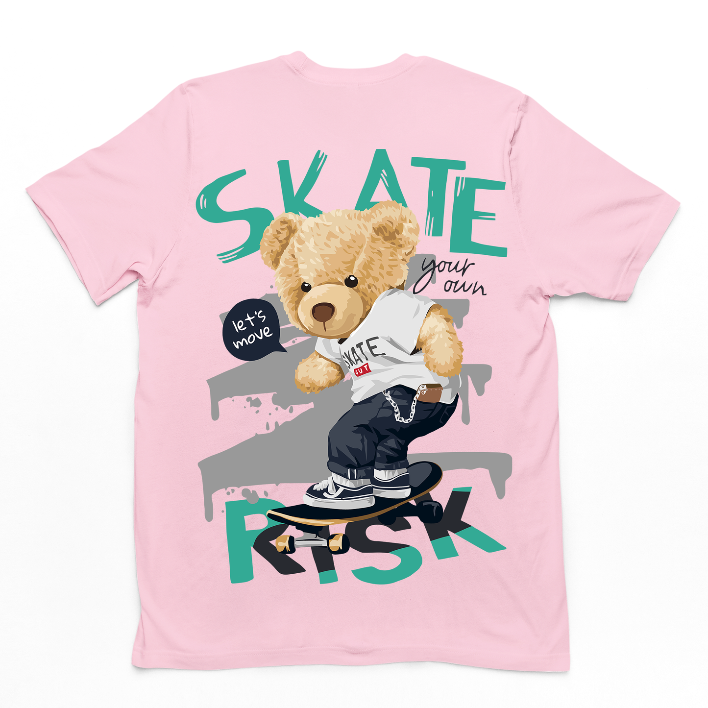 Camiseta Básica Skate Risk  -rosa bebê