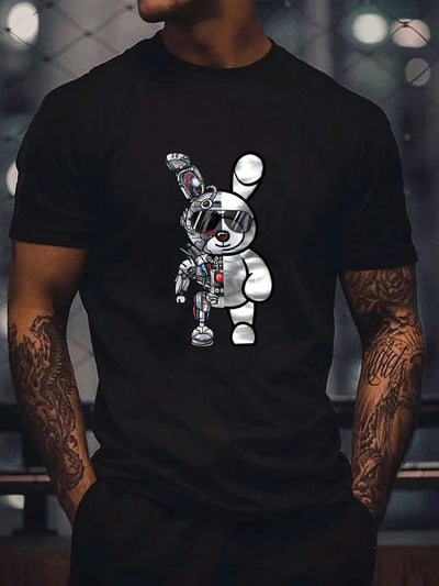 Camiseta Básica Unissex Com Estampa Coelho Robo