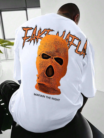 Camiseta Básica Unissex com Estampa Mafia Mascara