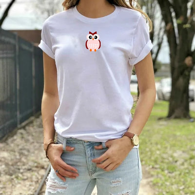 CAmiseta Básica casal Estampa Pequena Coruja