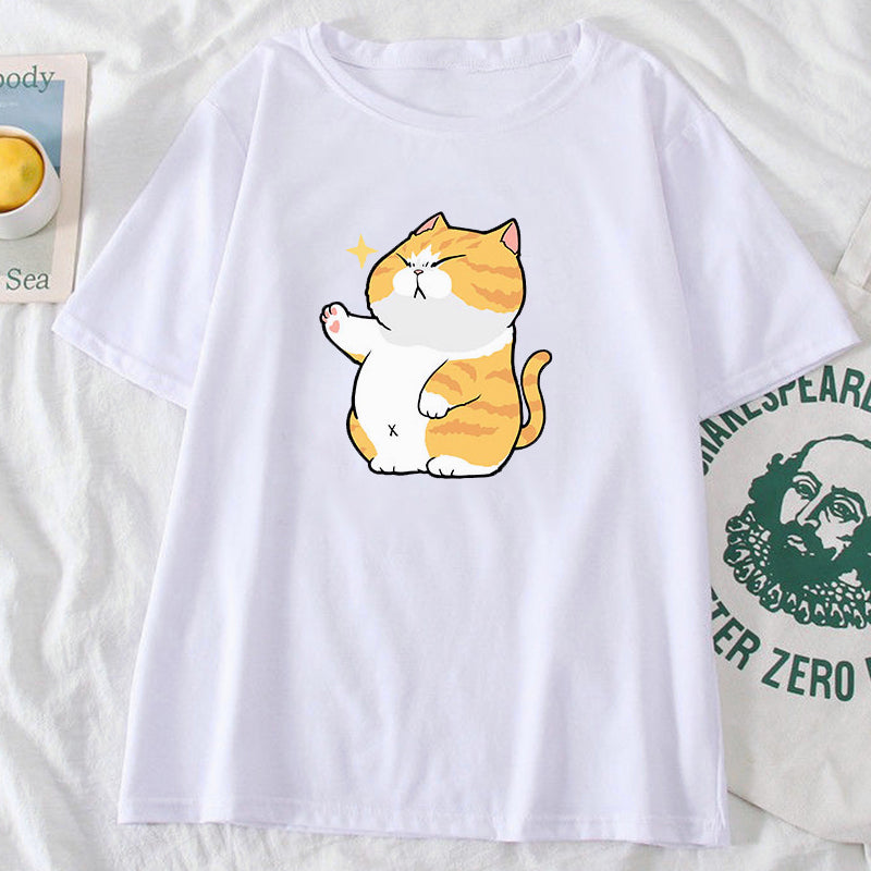 Camiseta Básica Casal Estampa Gatinho Engraçado