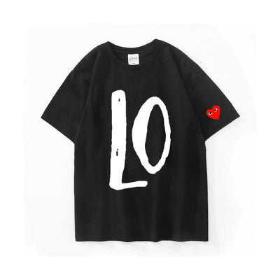 Camiseta Básica Casal Estampa Love Coração Vermelha