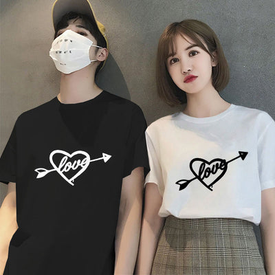 Camiseta Básica Casal Estampa Flecha No Coração