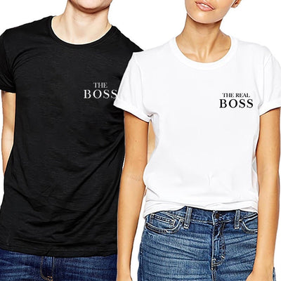 Camiseta Básica Casal O Chefe E A Verdadeira Chefa