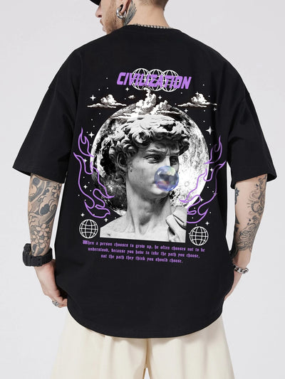 Camiseta Básica Unissex Com Estampa Estatua Civilização