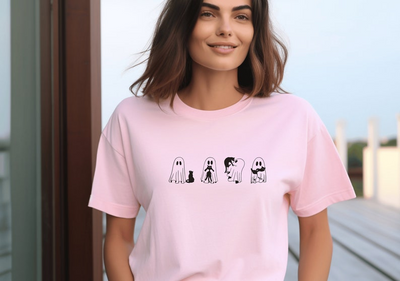 Camiseta Básica Com Estampa Fantasma Preto