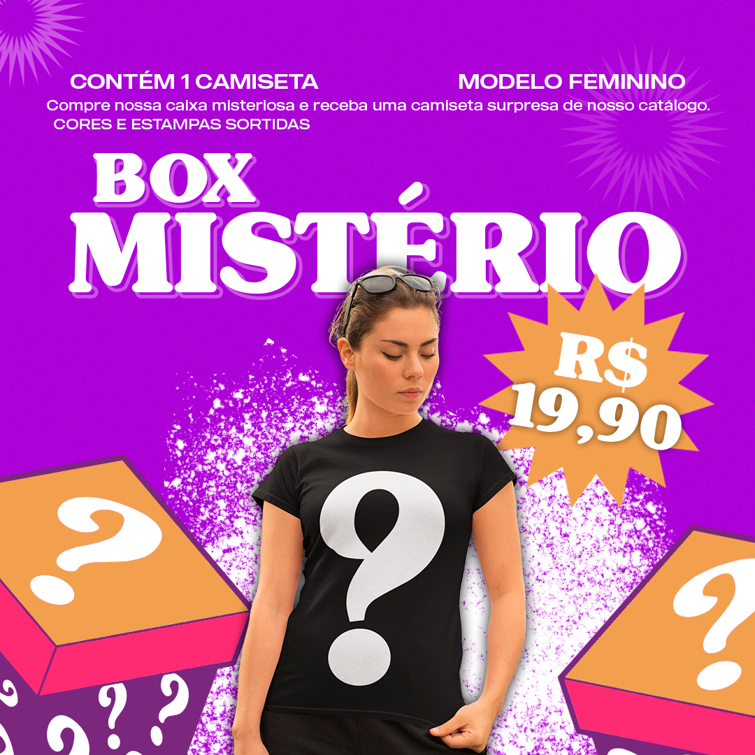 BOX MISTÉRIO - 1 CAMISETAS SURPRESA FEMININA