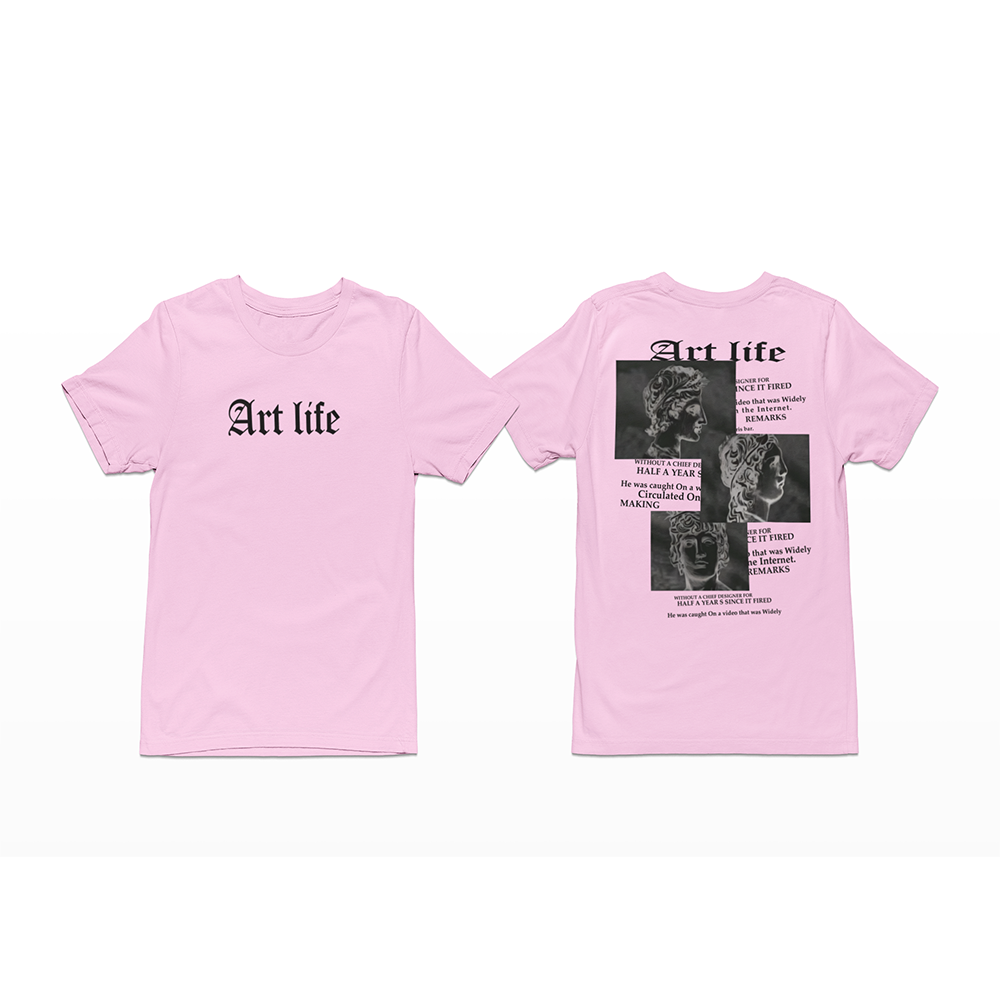 Camiseta Masculina com Estatuas e Escritos Art Life Arte Street - Rosa bebe