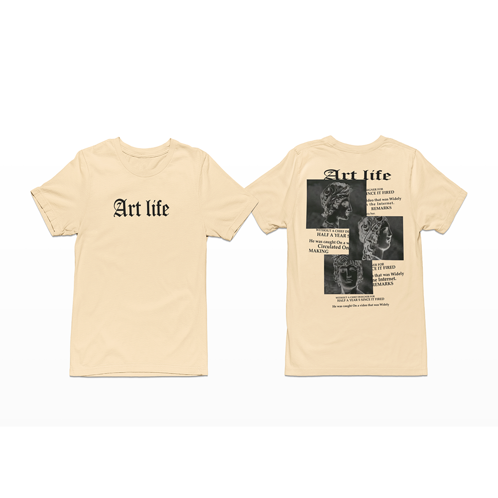 Camiseta Masculina com Estatuas e Escritos Art Life Arte Street - Pérola