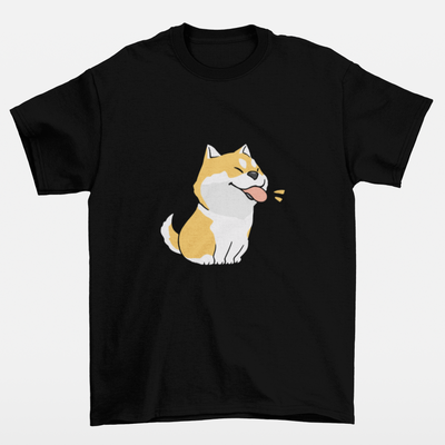 Camiseta Básica Preta Estampa de Cachorro