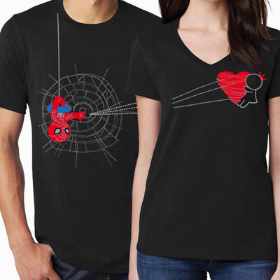 Camiseta Básica Casal Spider Man Catching Heart