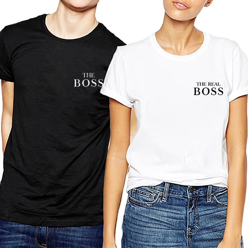 Camiseta Básica Casal The Boss And The Real Boss Couple