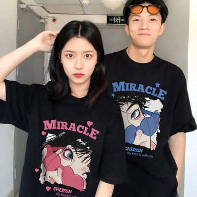 Camiseta Básica Casal Miracle Cherish My Heart Is With You