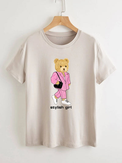 Camiseta Feminina Teddy Bear Stylish Girl