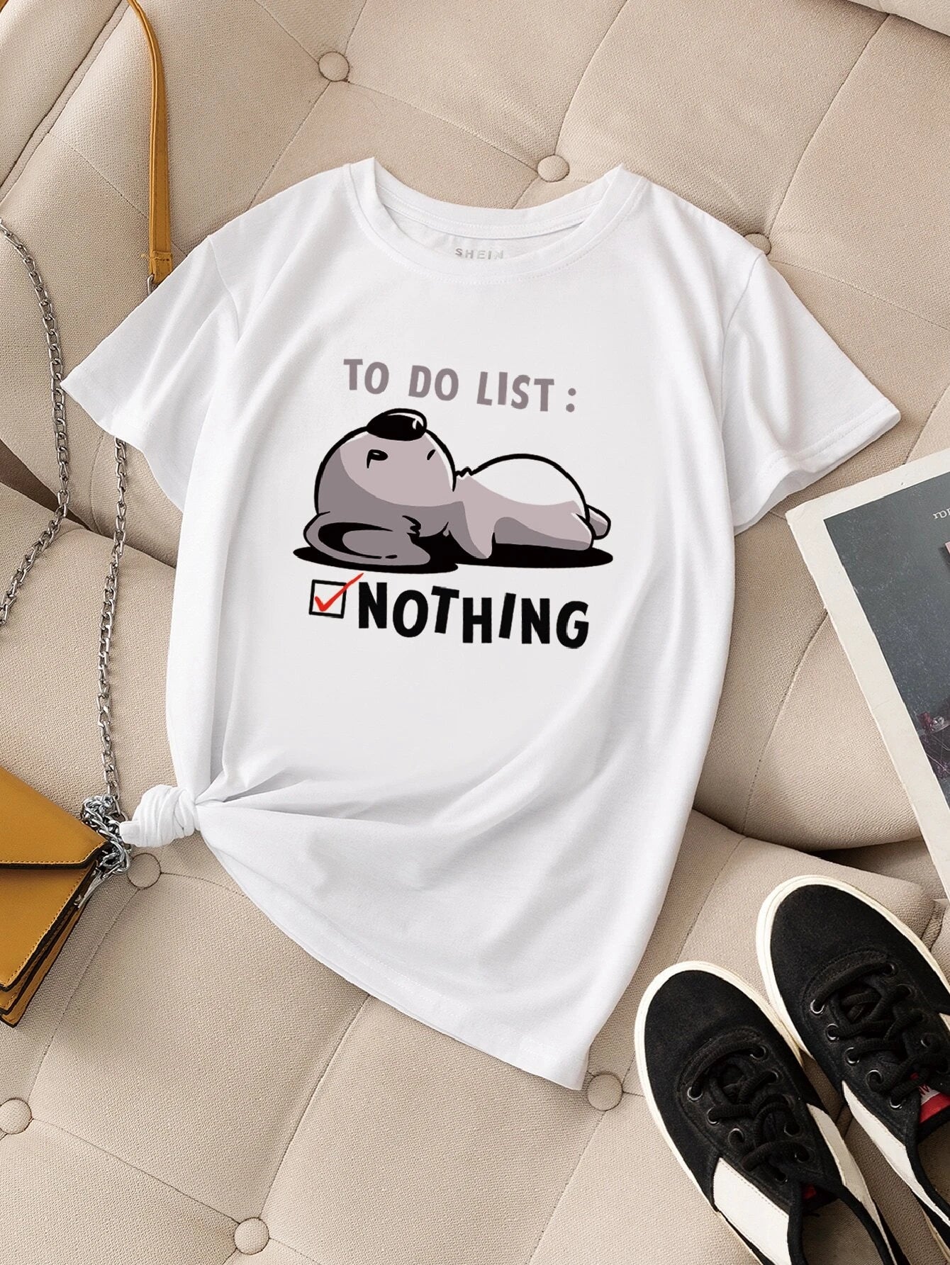 Camiseta Feminina To Do List Nothing Lista de Afazeres
