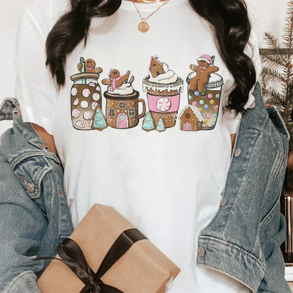 Camiseta Básica Gingerbread Coffee Café Biscoito
