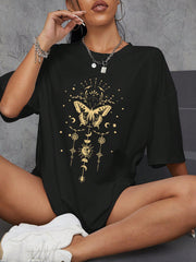 Camiseta Básica Aesthetic Butterfly Moon