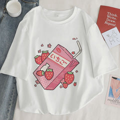 Camiseta Básica Algodão Japan Strawberry Juice