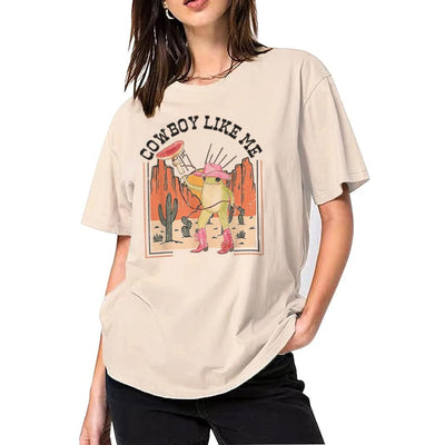 Camiseta Básica Feminina Com Estampa Sapo Deserto