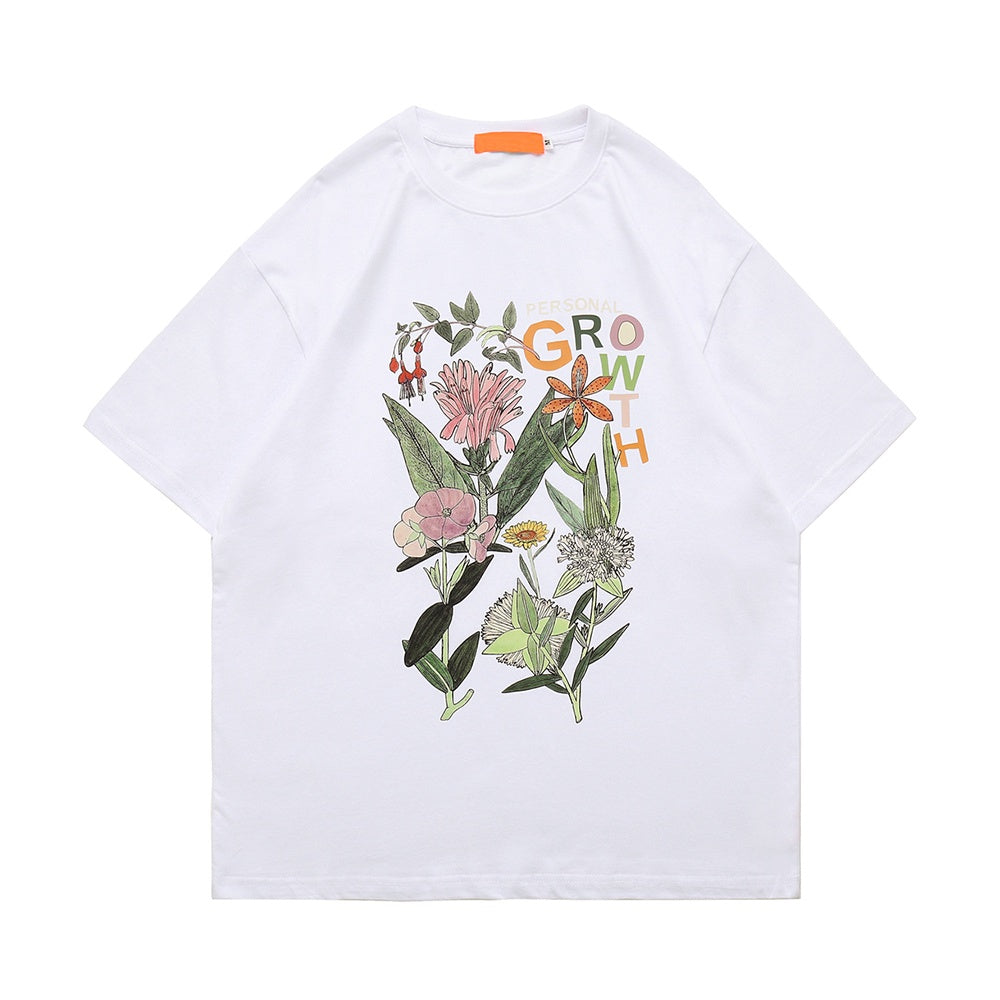 Camiseta Básica Com Estampa Flores Jardim