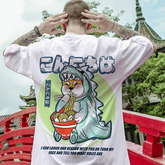 Camiseta Básica Shiba Inu Eating Lamen