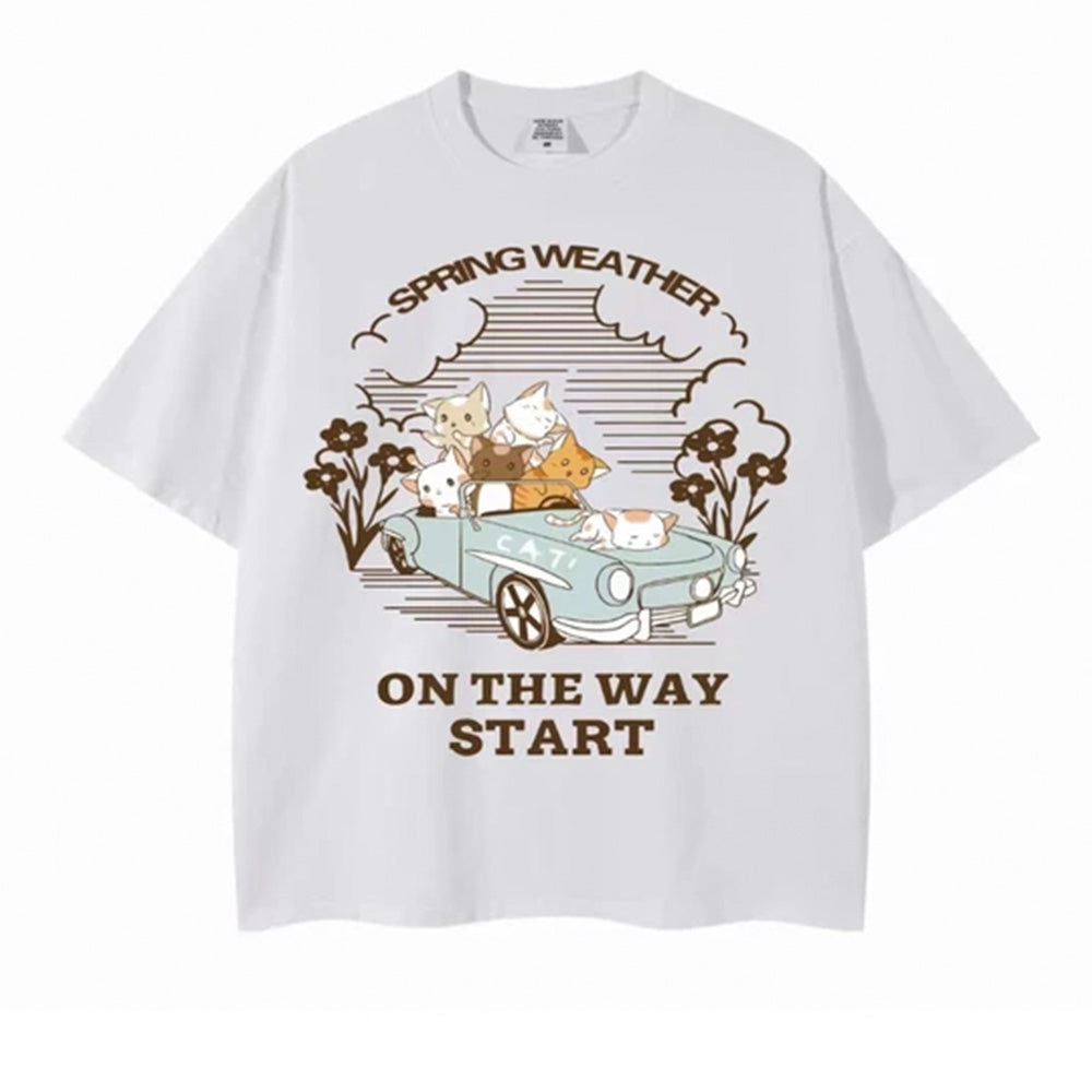 Camiseta Infantil Com Estampa Gatinhos Dirigindo Carro