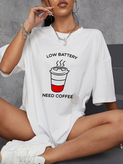 Camiseta Feminina Com Estampa Copo De Café Energia