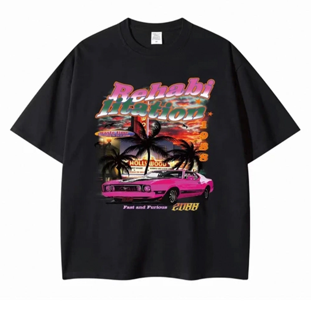 Camiseta Infantil Com Estampa Carro Rosa Hollywood