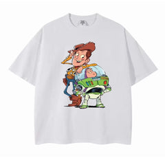 Camiseta Infantil Woody e Buzz Cartoon Style