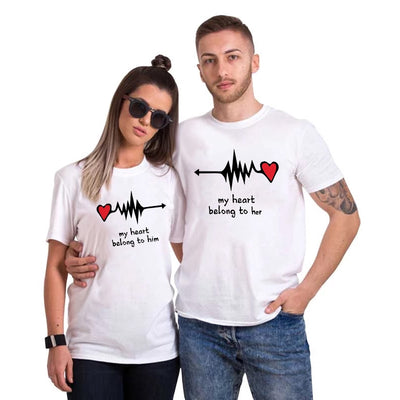 Camiseta Casal Com Estampa Coração Flecha