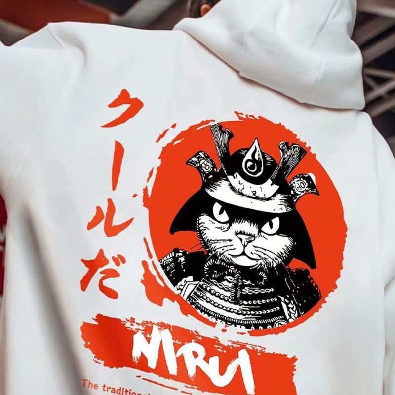 Moletom Canguru Com Estampa Gatinho Samurai